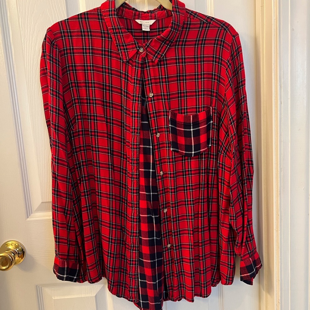 Est 1946 Red Plaid Button Front Shirt Sz 18/20W